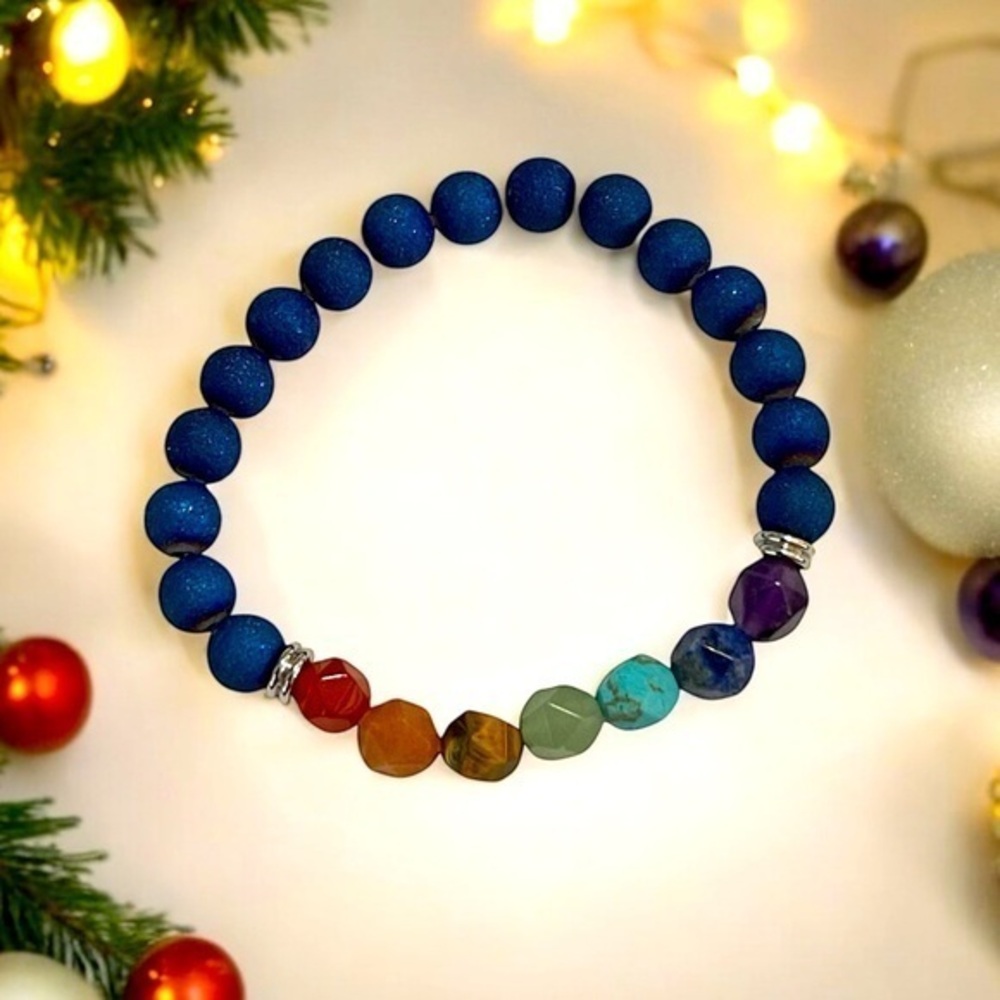 🫶🏻 Genuine Gemstone Chakra & Blue Lava Bracelet